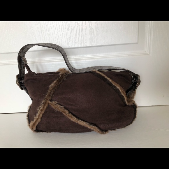 Dark Brown Fur Pom Bag - Picture 2 of 4